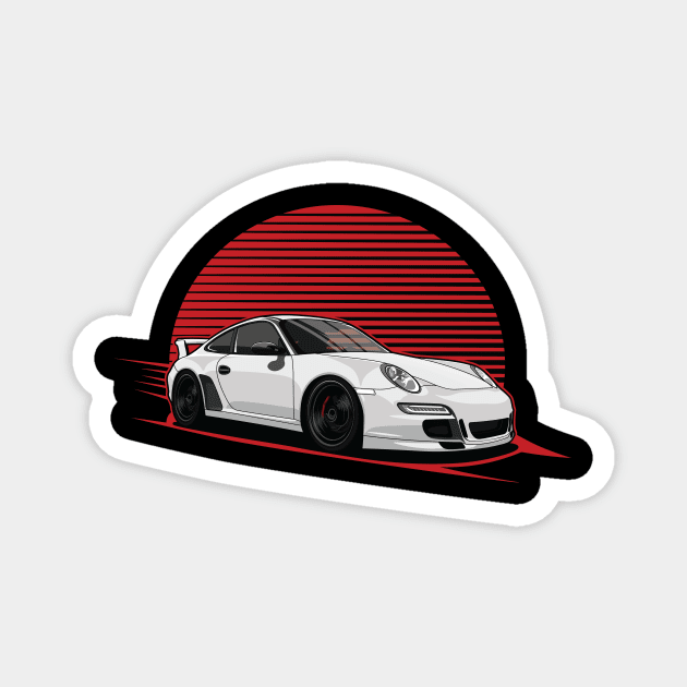 white 997 GT3 Magnet by dipurnomo