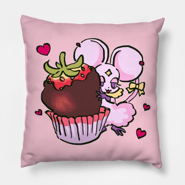 I draw pink pastel blanca with chocolate strawberry / sugar sugar rune Pillow by mudwizard