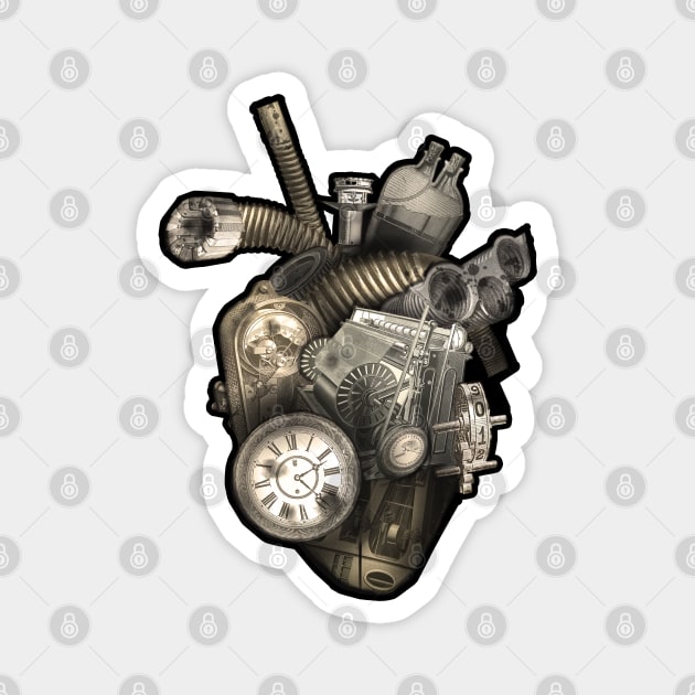 Steampunk Mechanical heart Magnet by Blacklinesw9