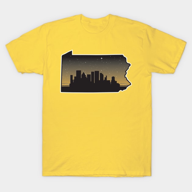 Pittsburgh Tshirt 412 City Skyline Yellow Pittsburgh T-Shirt