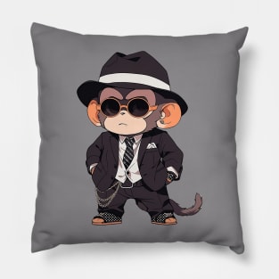 Monkey Mafia: The Stylish Kingpin Pillow