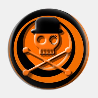 Orange Skull Clockwork Pin