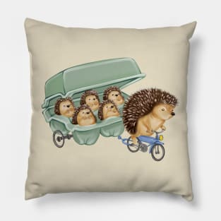 Hedgehog mom with kids Pillow