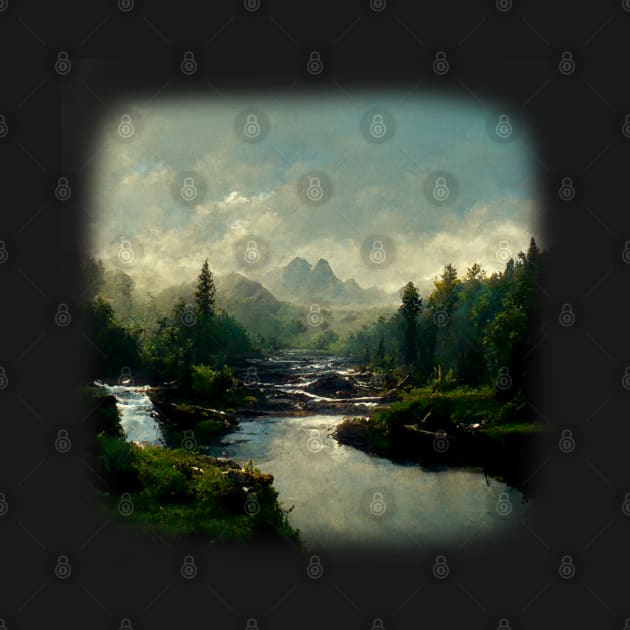 Forest River Landscape Romanticism Artwork, Wilderness by maxdax