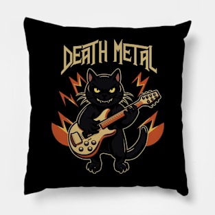 Death Metal Satanic Baphomet Cat playing guitar Pillow