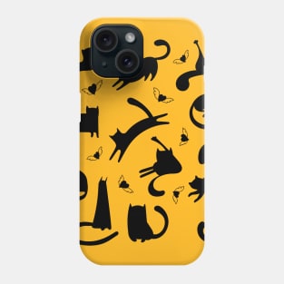 Cute Funny Black Cat In Different Posses - Cat Lover Design Phone Case