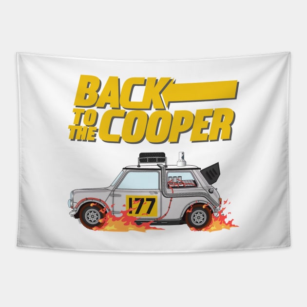 Back To The Cooper Classic Time Machine Mini Tapestry by Print Cartel