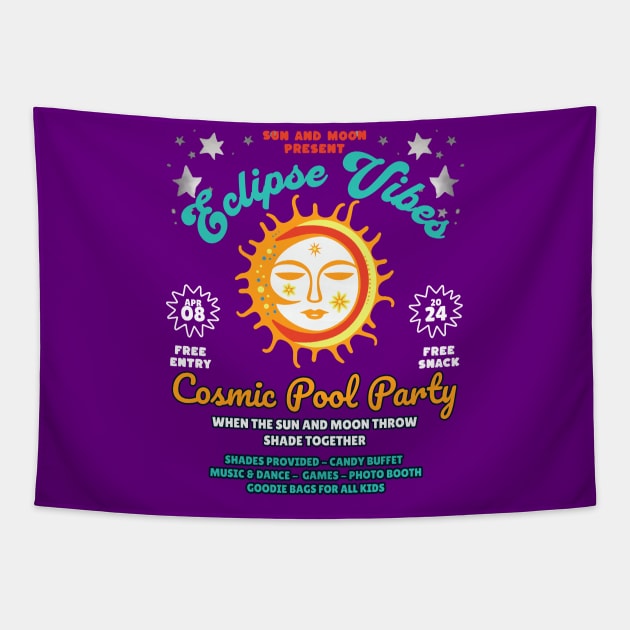 Sun and Moon Present: Eclipse Vibes, Cosmic Pool Party Tapestry by Blended Designs