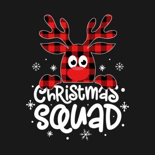 Christmas Squad Buffalo Plaid Reindeer Family Matching Pajamas T-Shirt