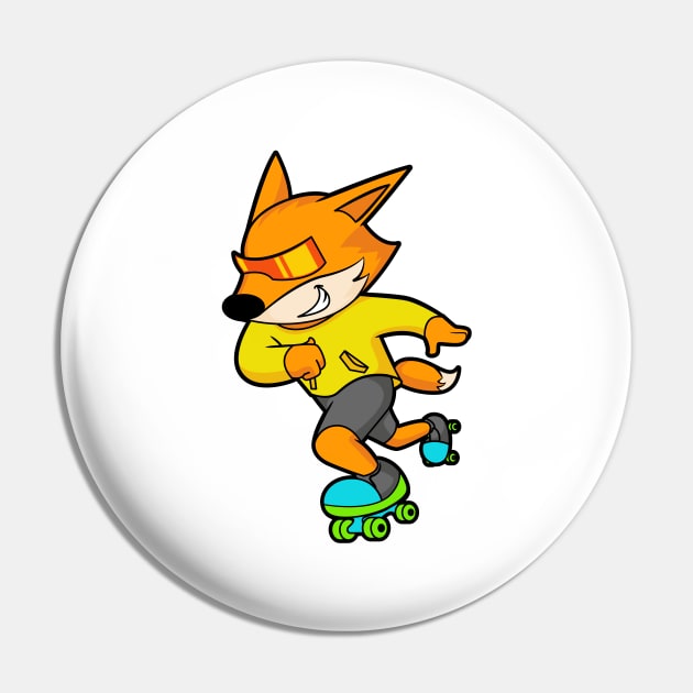 Fox as Skater with Roller skates Pin by Markus Schnabel