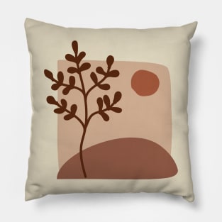 Modern Minimalist Simple Abstract Pastel Pink  Brown Leaf Art Pillow