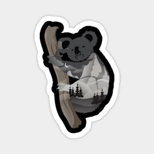 Koala Design with Nature Double Exposure for Animal Lovers Magnet