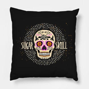 Bright Sugar Skull Pillow