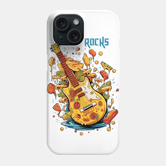 Pizza Guitar - Pizza Rocks Phone Case by TeeCraftsGirl