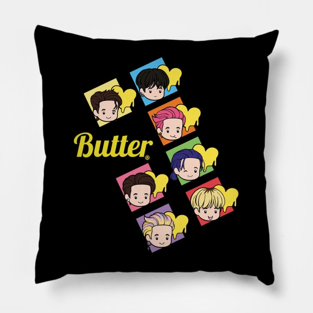 Chibi Bangtan Members Butter Pillow by DaphInteresting