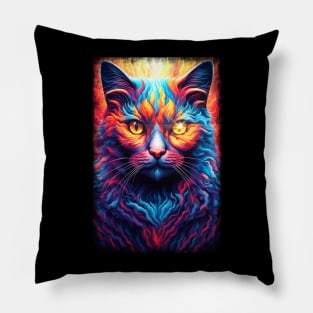 Neon Cat 07 Pillow