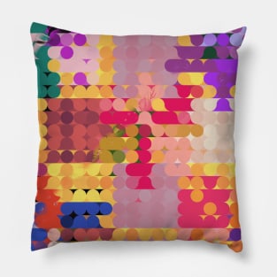 Colorful Circle Mosaic Patchwork Quilt Design Pillow