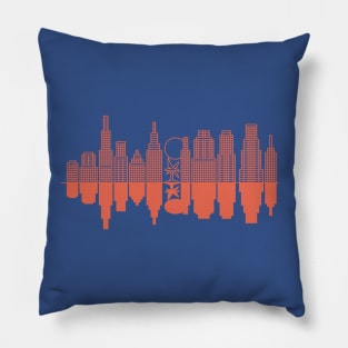 A city skyline + a tree - Red Version Pillow