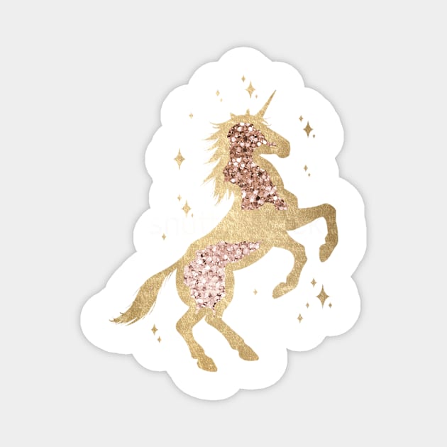 Sparkling rose gold unicorn II Magnet by RoseAesthetic