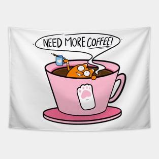Need more coffee- Cat Tapestry