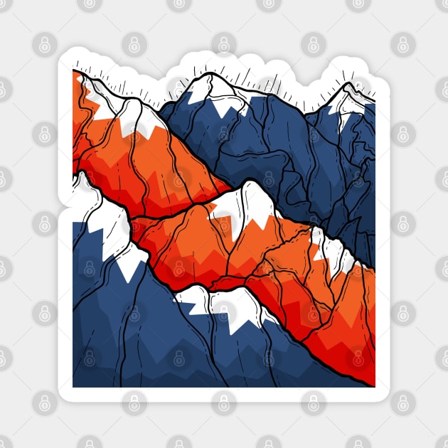 The blue and orange hills Magnet by Swadeillustrations