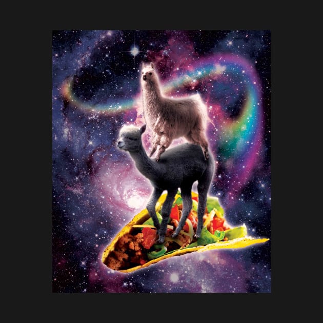 Rainbow Space Llama On Alpaca Riding Taco by Random Galaxy