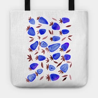 Watercolors strawberries - blue Tote