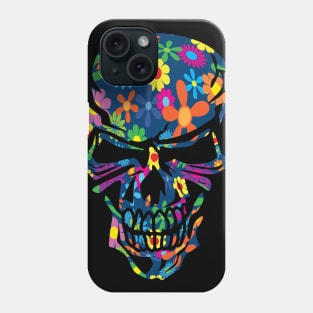 Colorful Hippie Trippy Flowers Skull Phone Case