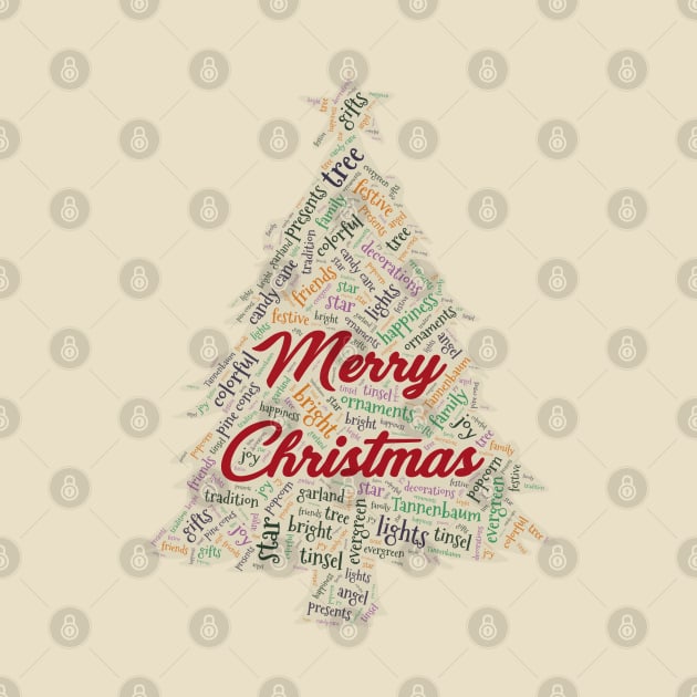 Christmas Tree Wordcloud for Lighter Backgrounds by WYL - Words You Love