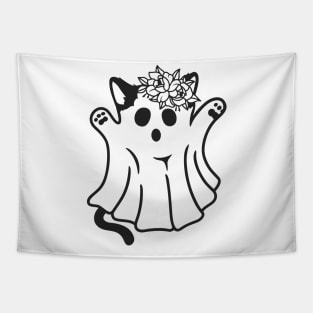 Funny Boo Ghost Cat Halloween Tapestry