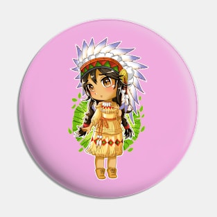 Kawaii Anime Cherokee girl Pin