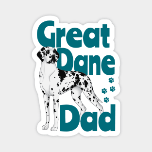 Harlequin Great Dane Dad, Original Digital Illustration, The Perfect Gift For Dad! Magnet