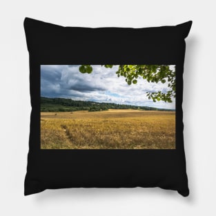 Wheat field under clouds Pillow