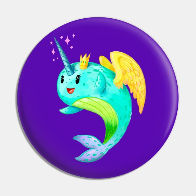 Sushi the Magical Flying Narwhal Pin by narwhalwall