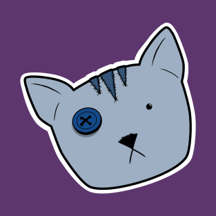 Stuffed Tabby Voodoo Kitten Head - Blue-Grey T-Shirt