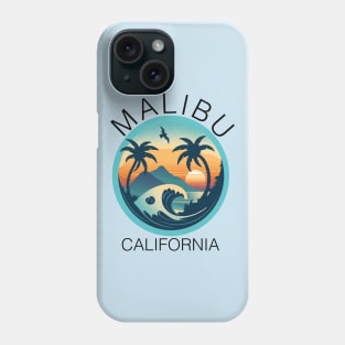 Malibu - California (with Black Lettering) Phone Case