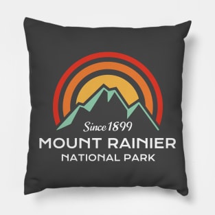 Mount Rainier National Park Retro Sticker Pillow