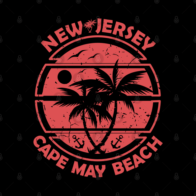 Cape May Beach New Jersey, Tropical Palm Trees, Ship Anchor - Summer by Jahmar Anderson