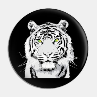 Dramatic White Tiger Vector Art Design Pin