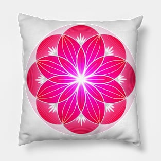 Pink glowing flower mandala Pillow