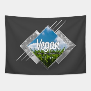 Trendy Vegan Cruelty Free Lifestyle Graphic Logo T-Shirt Tapestry