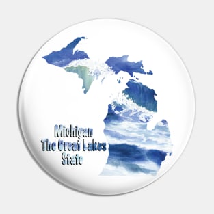 Word Art Michigan The Great Lakes State Wave Art Pin