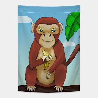 Monkey with banana Tapestry