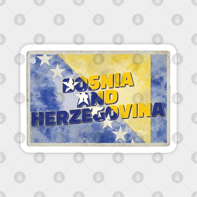 Bosnia and Herzegovina Vintage style retro souvenir Magnet by DesignerPropo