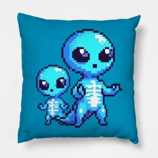 Blue Alien Pixel Pillow