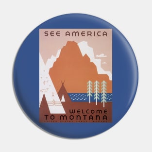 Vintage Travel Poster, Welcome to Montana Pin