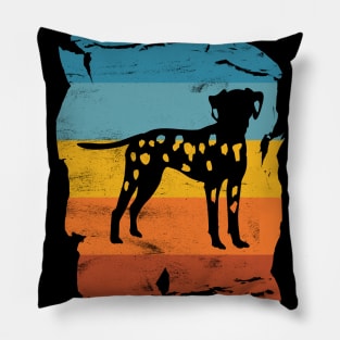 Dalmation Distressed Vintage Retro Silhouette Pillow