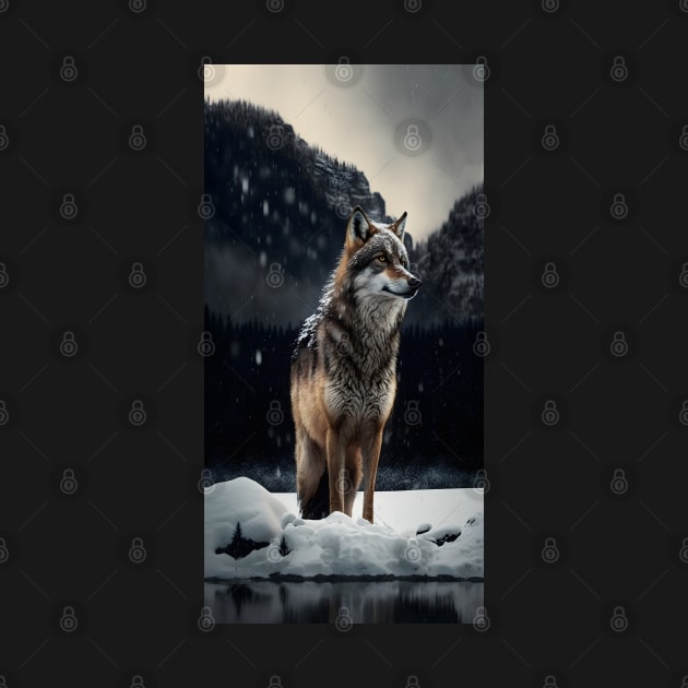 Greenbubble Wolf in Snow Wallpaper - Plant a Tree with Every Purchase! by Greenbubble