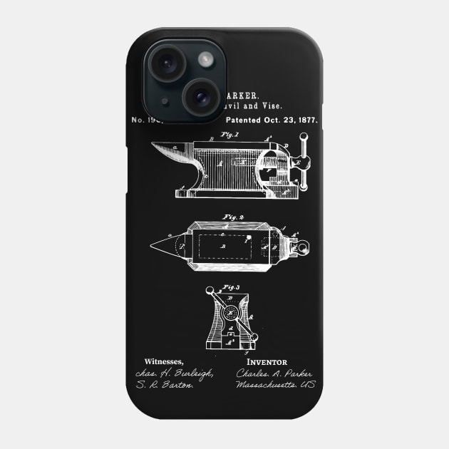 Anvil Patent, Vise Patent, Blacksmith Tools Phone Case by Anodyle