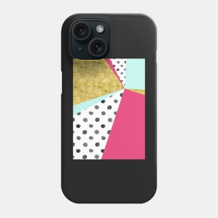 gold aqua pink dots color block abstract Phone Case